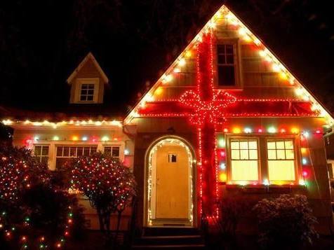 Red and warm white with a ribbon accent