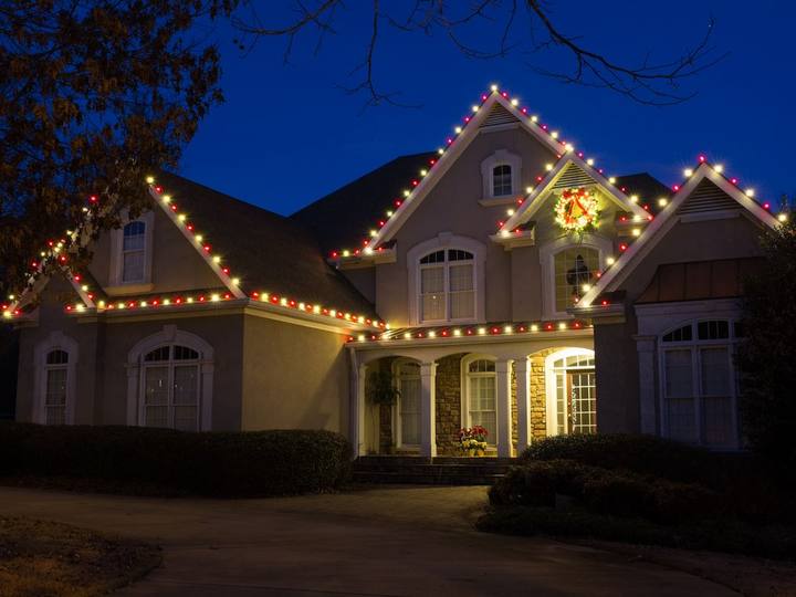 Red and white with lit walkway markers